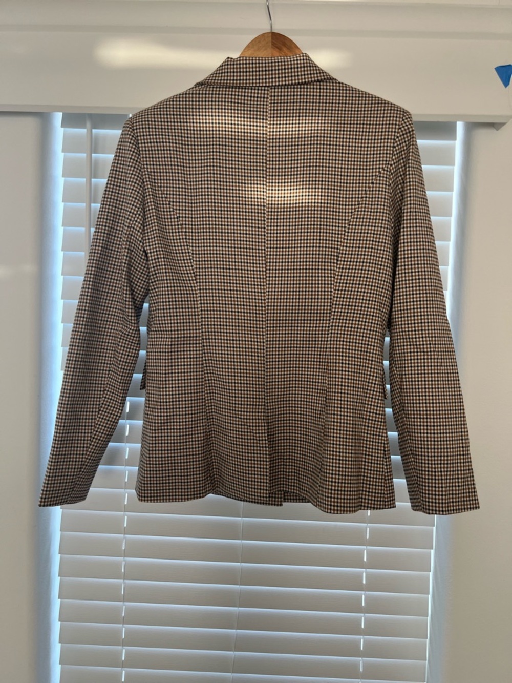 Cider Checked Double-Breasted Blazer in Tan & Black - Picture 4 of 6